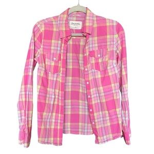 Aeropostale Signature Plaid Pink yellow Button Up size medium
